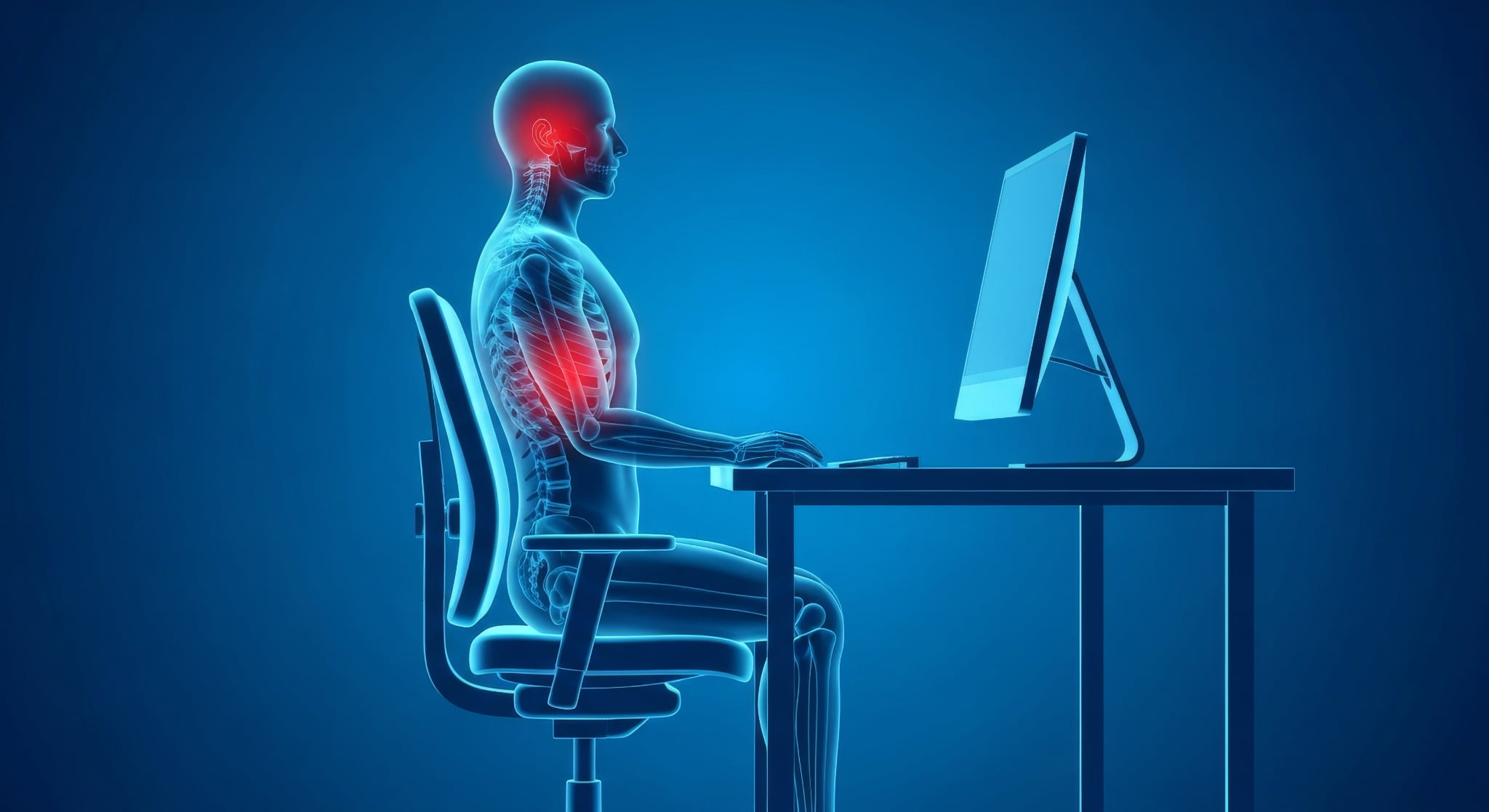 顎関節症の予防に姿勢を正しく保つイメージ