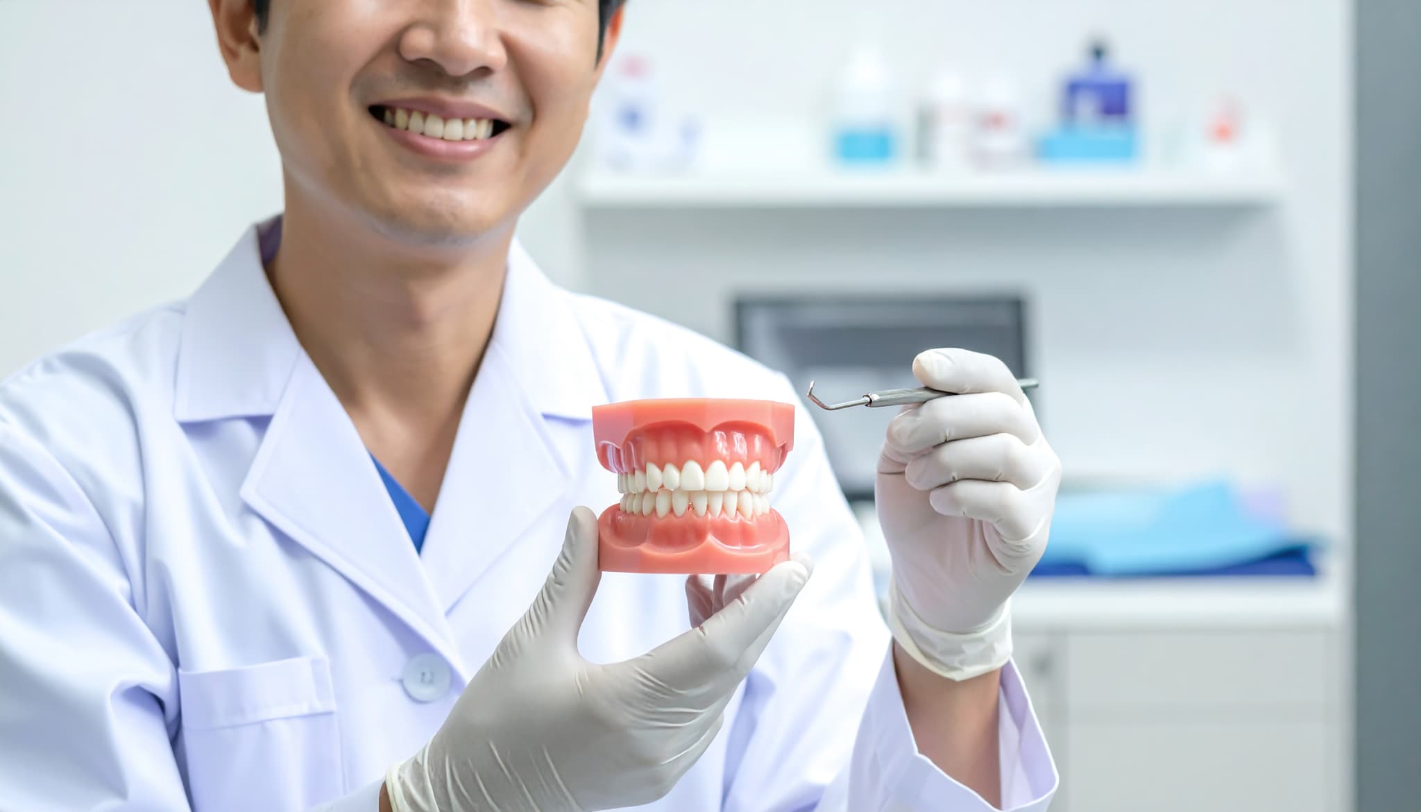 嚙み合わせ治療の説明をする歯科医師